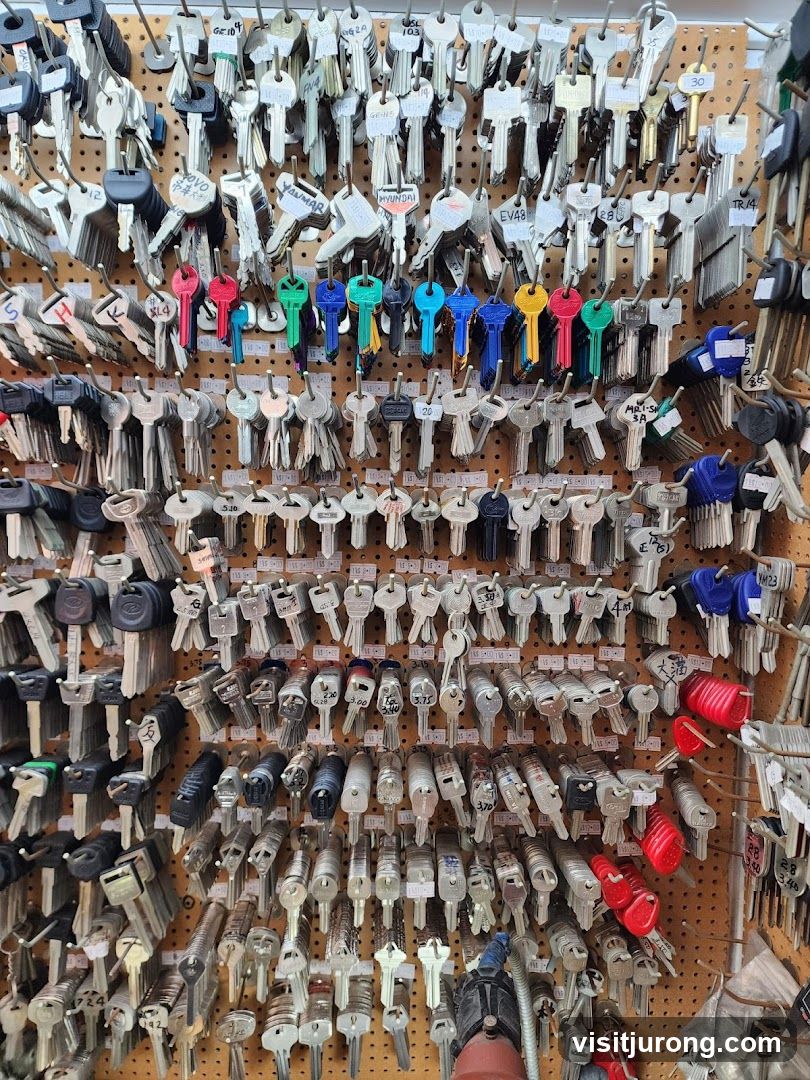Keys Displayed on Pegboard