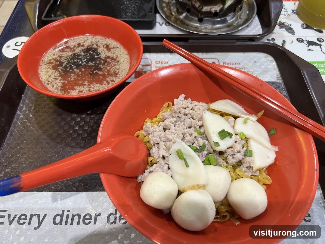 Noodles with Minced Pork and Fish Balls