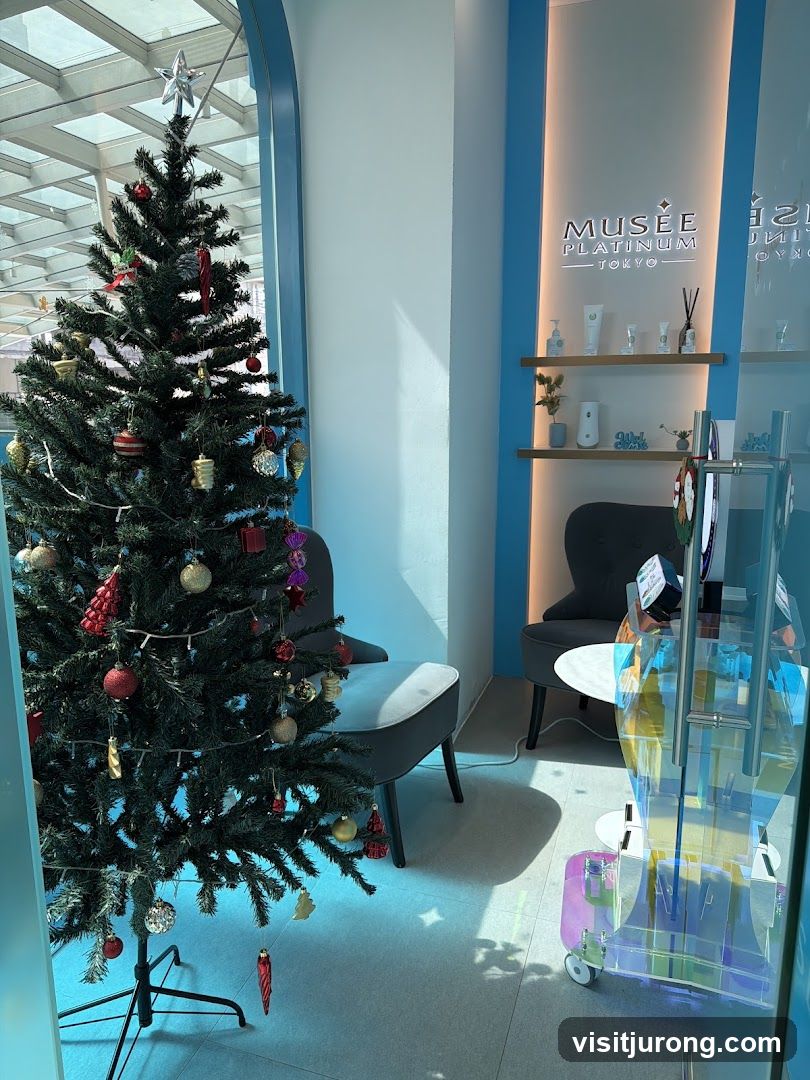 Interior of a salon with Christmas decorations