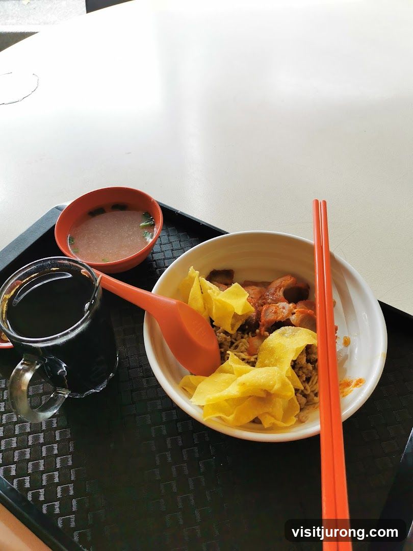 Noodle Dish with Soup and Drink
