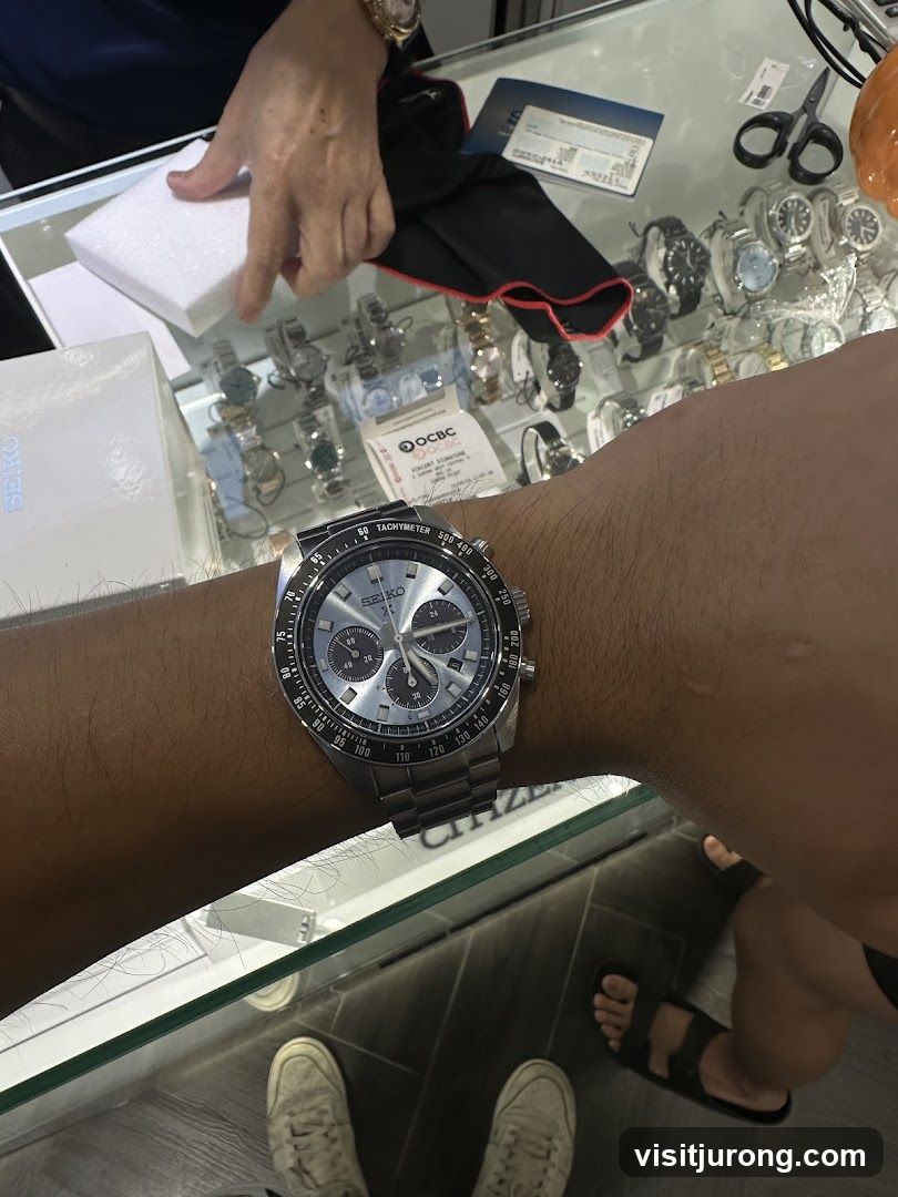 Person trying on a watch
