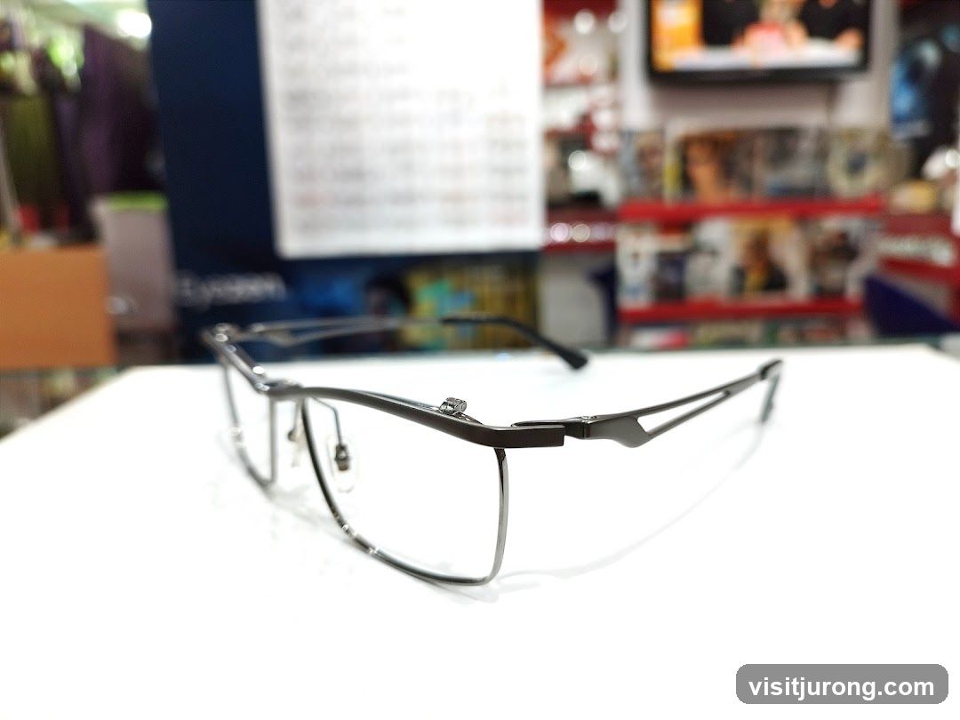 Eyeglasses on a white surface