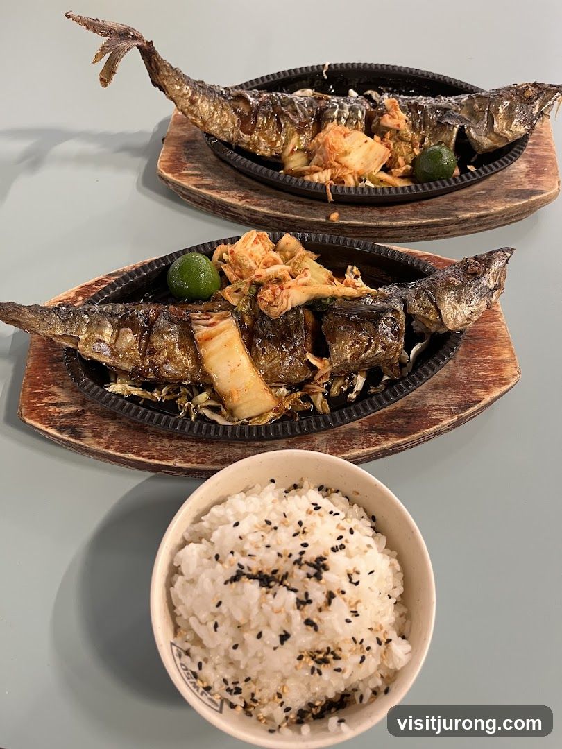 Grilled Fish with Kimchi and Rice