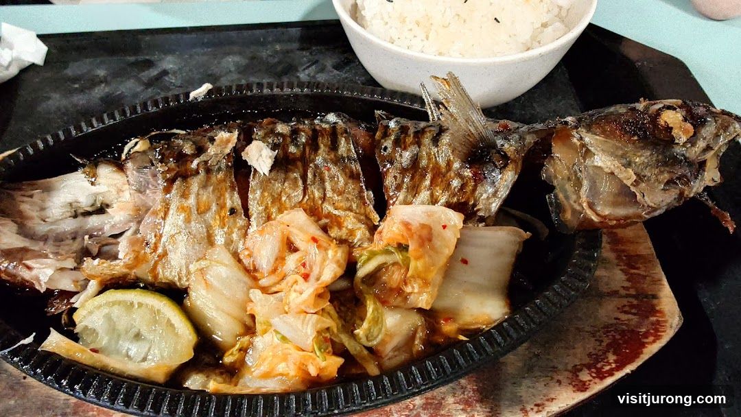 Grilled Fish with Kimchi and Rice