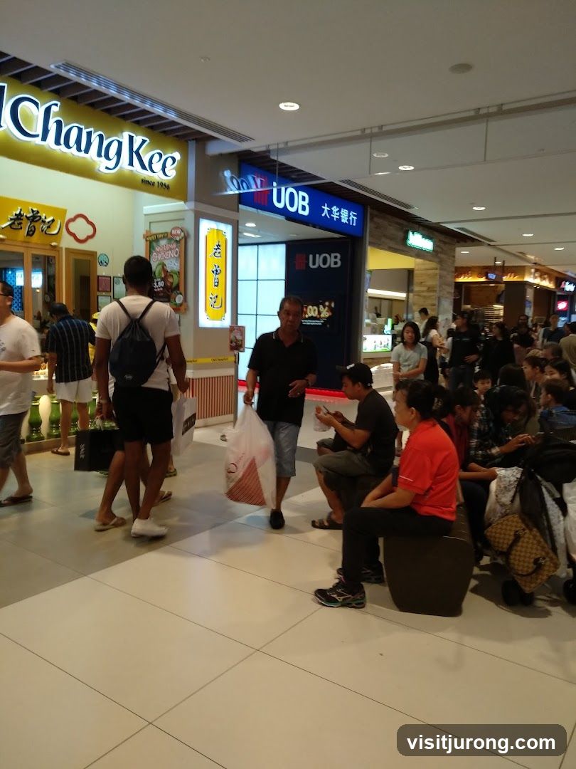Mall Interior with Shops and People
