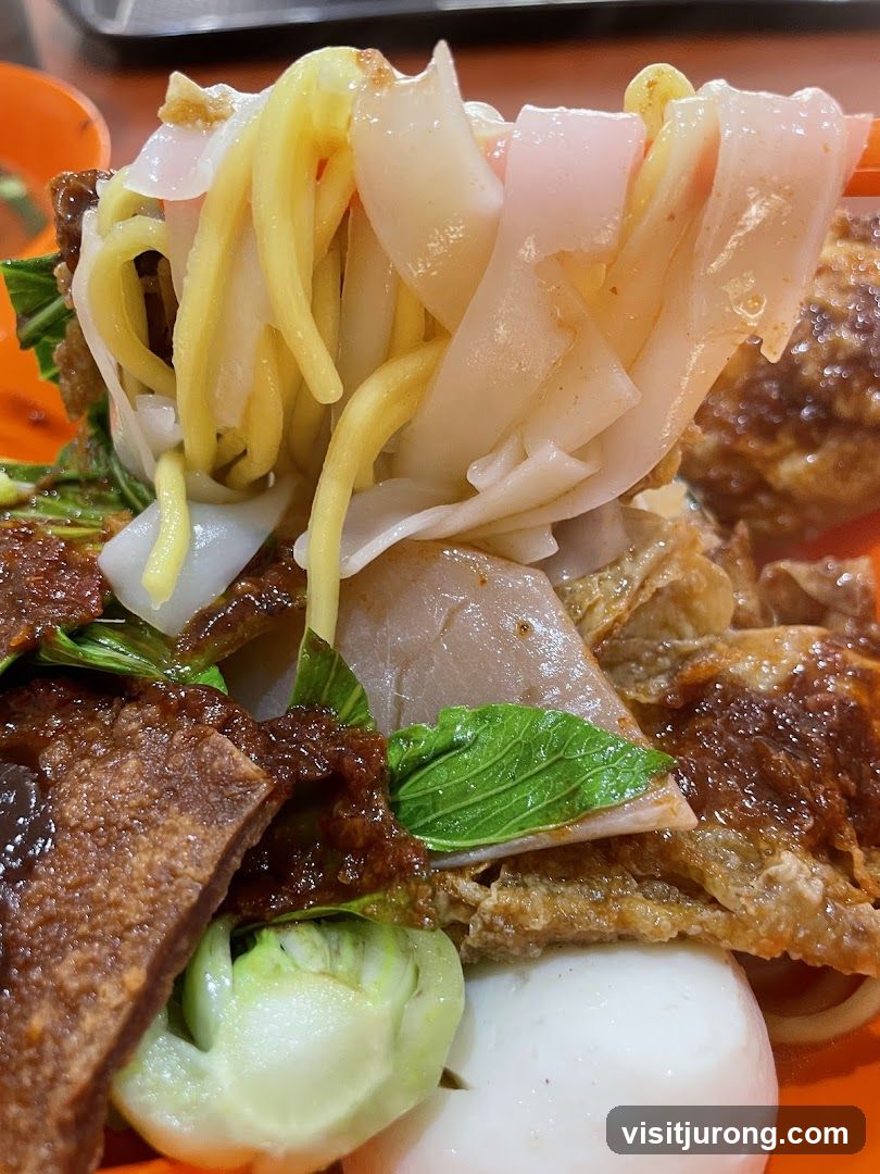 Noodles with various toppings