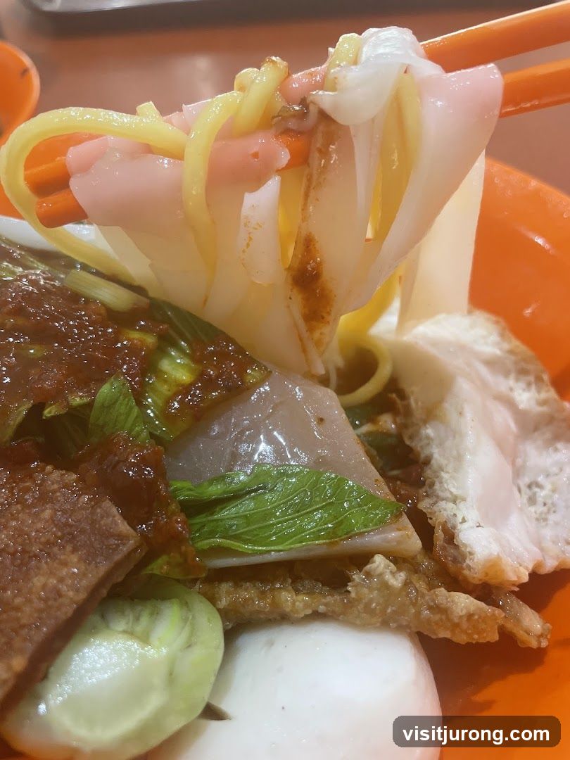Noodles with various toppings