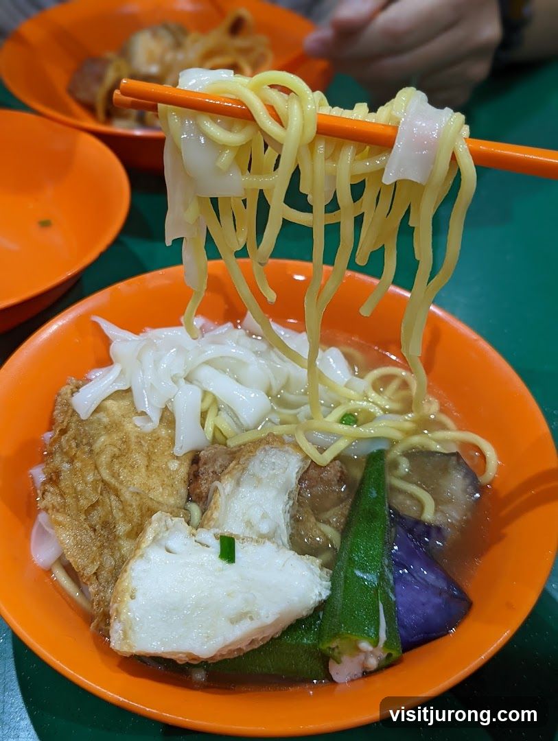 Noodles with various toppings