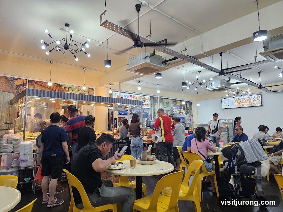 Busy Food Stall with Customers