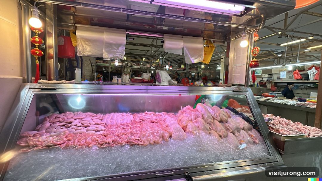 Butcher stall with fresh meat on display