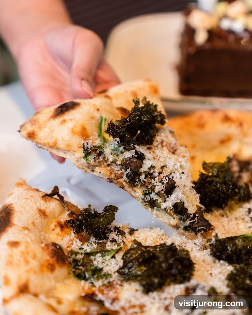 Pizza Slice with Kale and Cheese