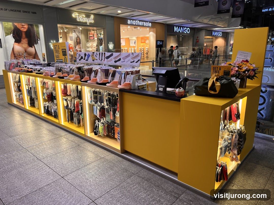 Kiosk selling socks and hosiery