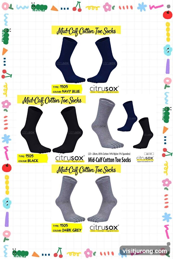 Mid-Calf Cotton Toe Socks