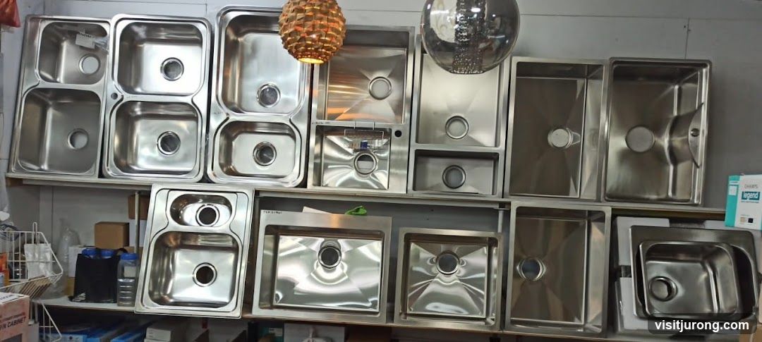 Display of Stainless Steel Sinks
