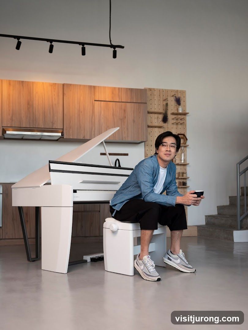 Man sitting on a piano bench