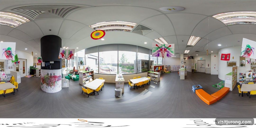 Classroom with art displays