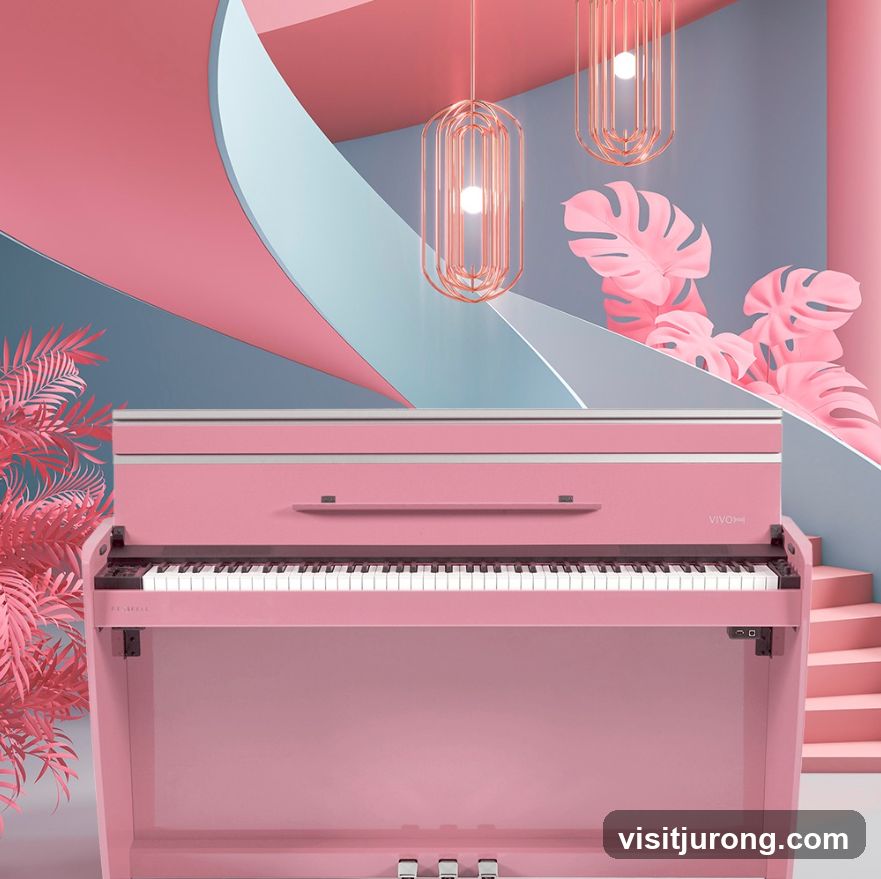 Pink Digital Piano in a Stylized Setting