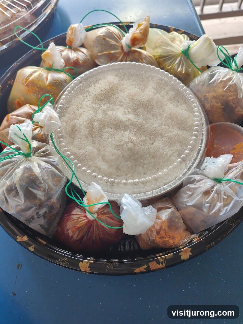 Catering Tray with Rice and Side Dishes