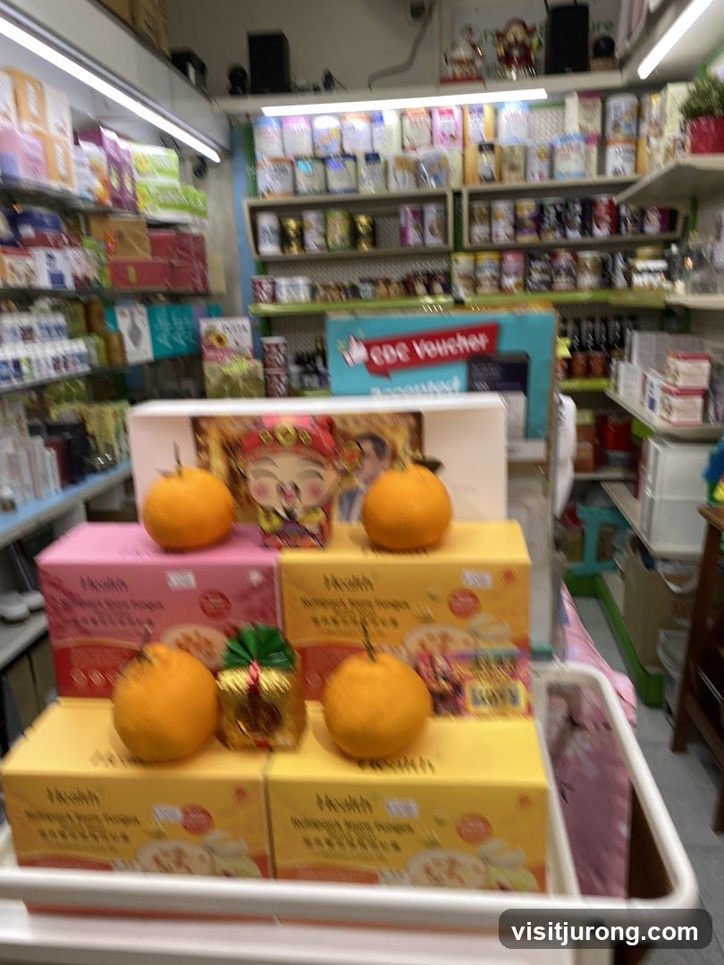 Store Interior with Products and Oranges