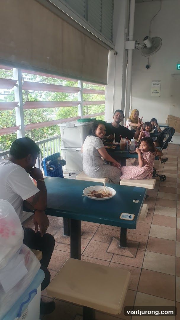 People eating at tables