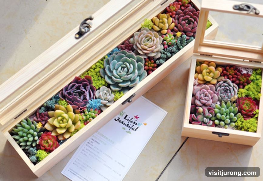 Succulent Arrangements in Wooden Boxes