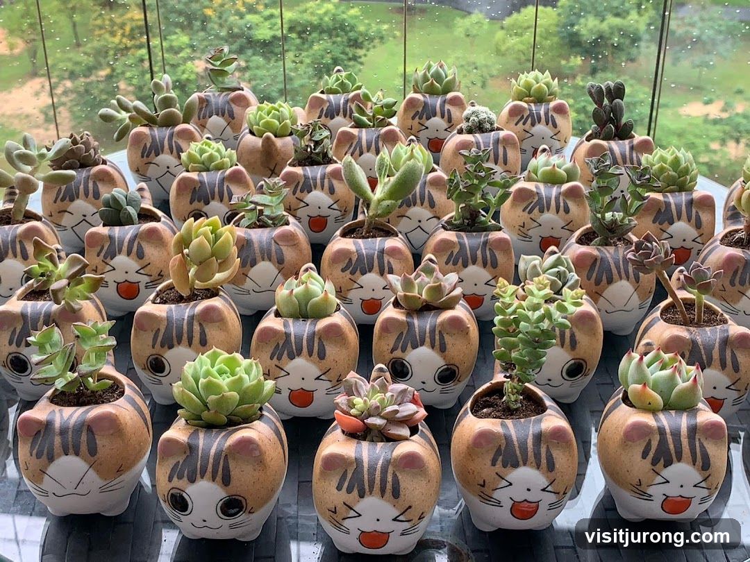 Succulents in Cat-Shaped Planters