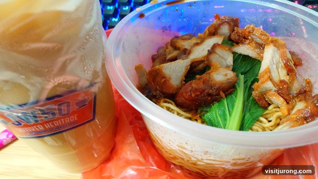 Noodles with Roasted Pork and Drink