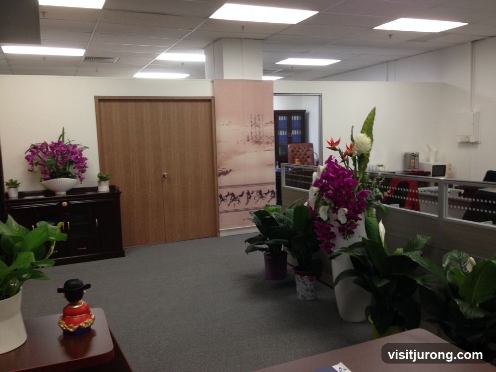 Office Interior with Floral Arrangements