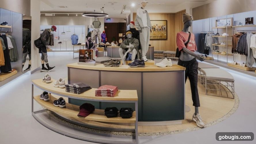 Sportswear store interior with mannequins and merchandise