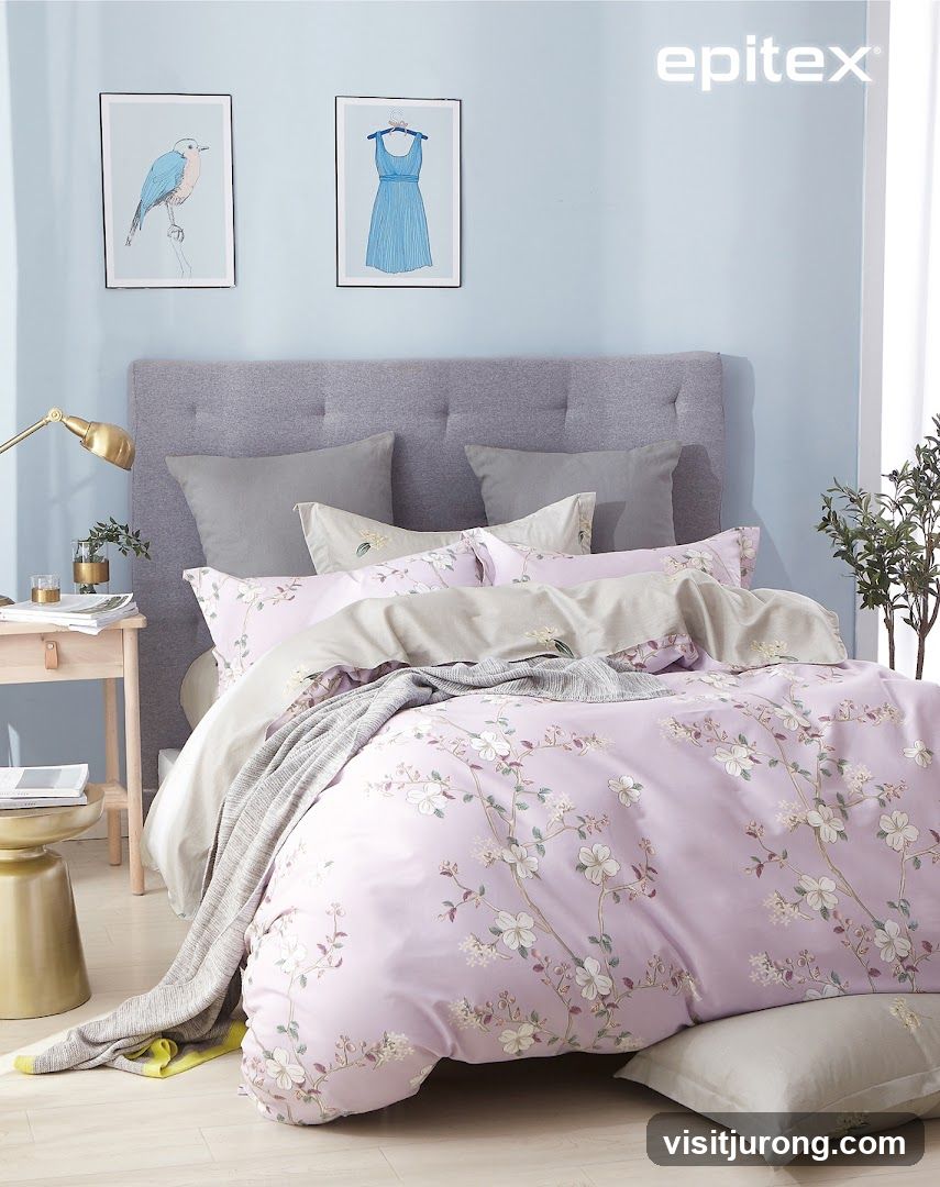 Bedroom with floral bedding