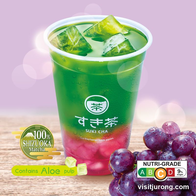 Matcha Drink with Grapes