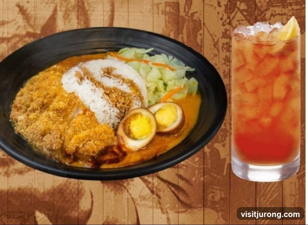 Curry Chicken Rice with Drink