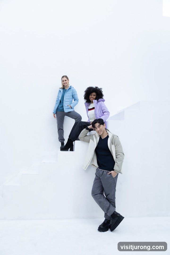 Models Posing on White Steps