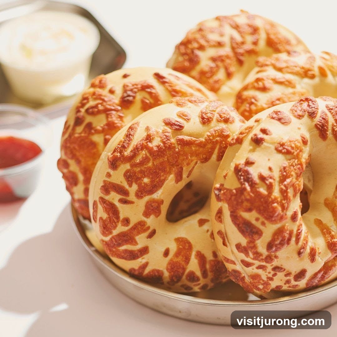 Cheese Bagels with Cream Cheese and Jam