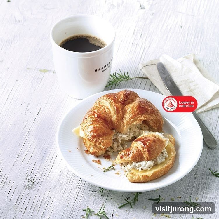 Croissant Sandwich and Coffee