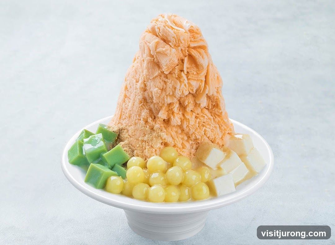 Dessert with shaved ice and toppings