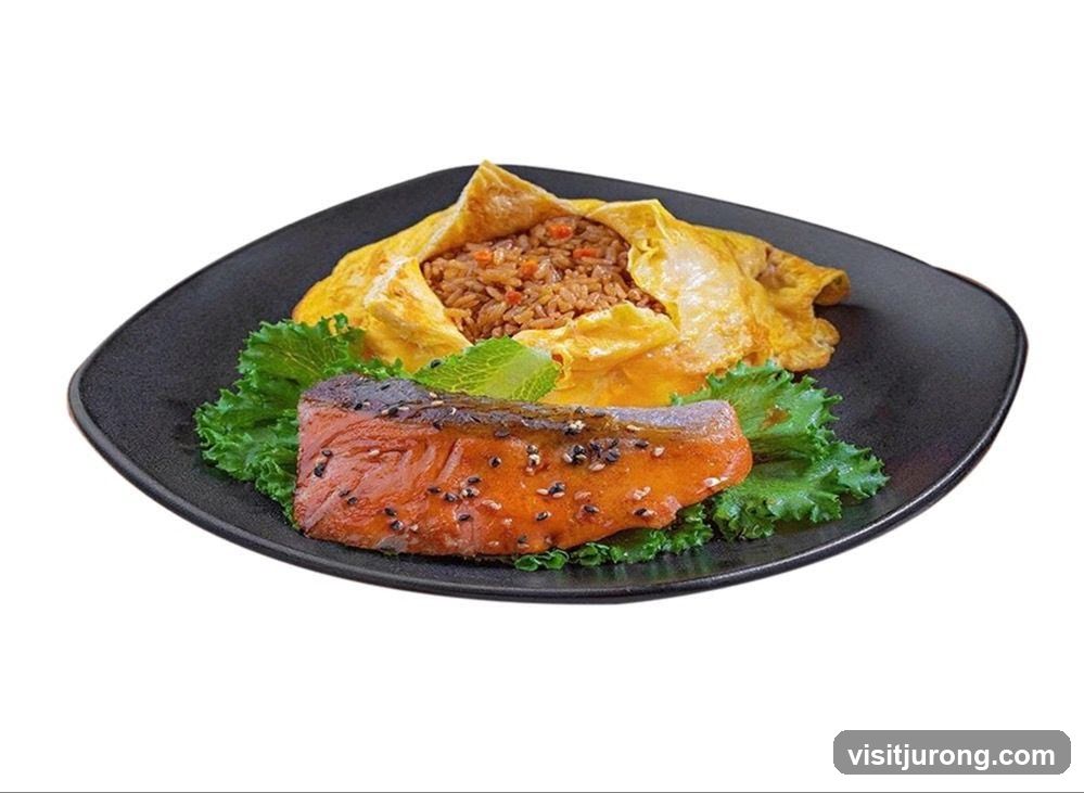 Omurice with Grilled Salmon