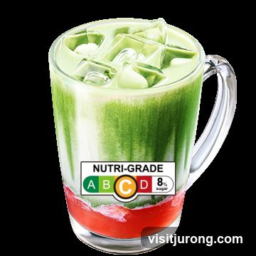 Matcha drink with strawberry syrup