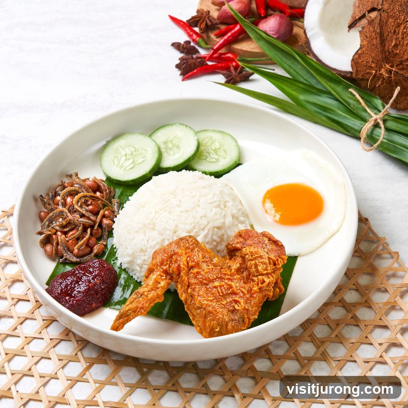 Nasi Lemak with Fried Chicken Wing