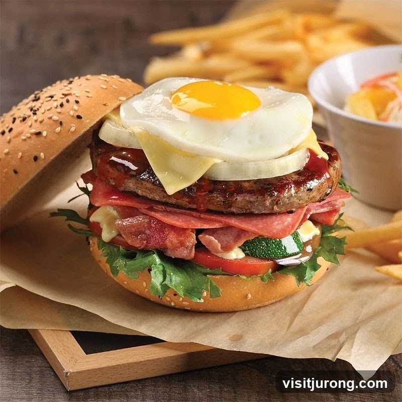 Burger with Fried Egg and Bacon